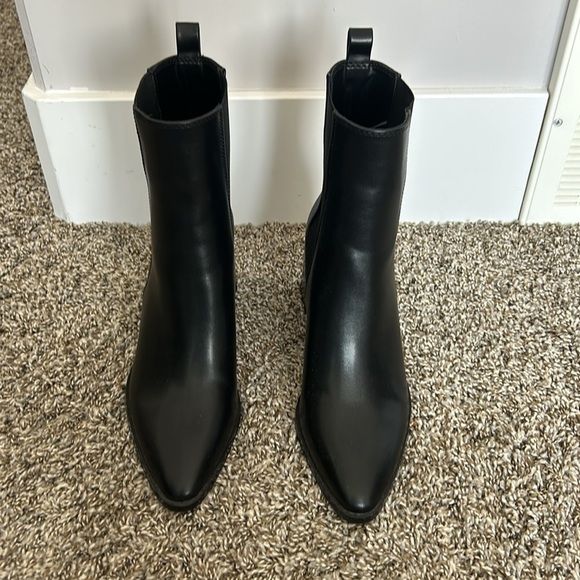 Zara Geometric Heel Pointed Ankle Boot Black - Picture 7 of 13